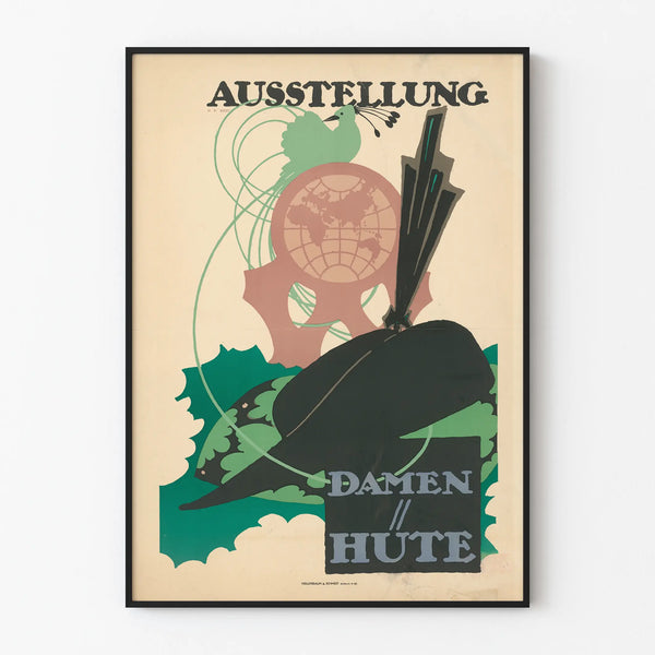 Vintage poster for ladies' hat exhibition