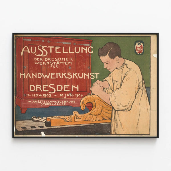 Vintage poster for the Dresden craftsmanship exhibition 1903-1904 — framed artwork on a wall