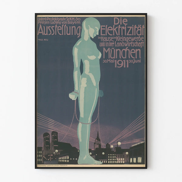 Vintage Poster Exhibition Electricity Munich 1911