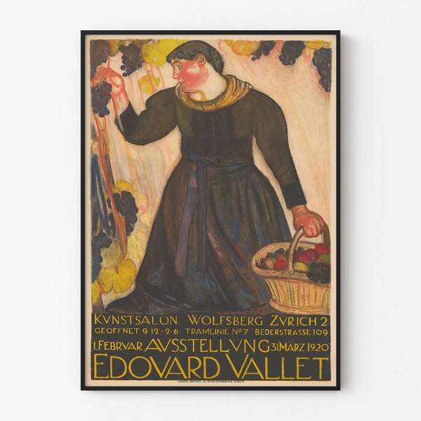 Vintage poster for the Edouard Vallet exhibition at Kunstsalon Wolfsberg Zurich 1920