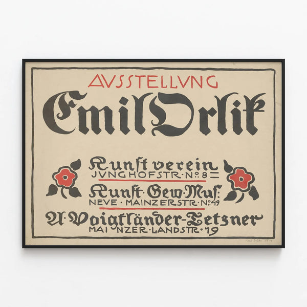 Vintage Exhibition Poster Emil Orlik - Artistic Wall Decoration — framed artwork on a wall