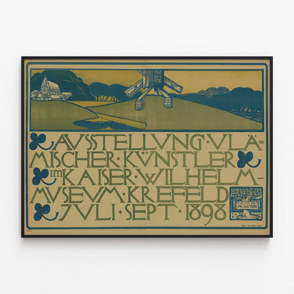 Vintage poster for Flemish artists exhibition - Kaiser Wilhelm Museum — framed artwork on a wall