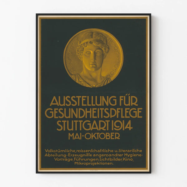 Vintage exhibition poster on healthcare Stuttgart 1914