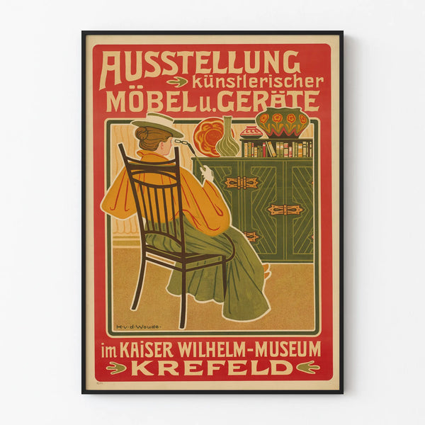 Vintage poster for art furniture exhibition at Kaiser Wilhelm Museum