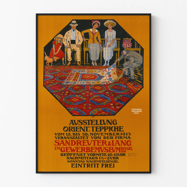 Vintage poster for Oriental carpet exhibition at the Gewerbemuseum Basel