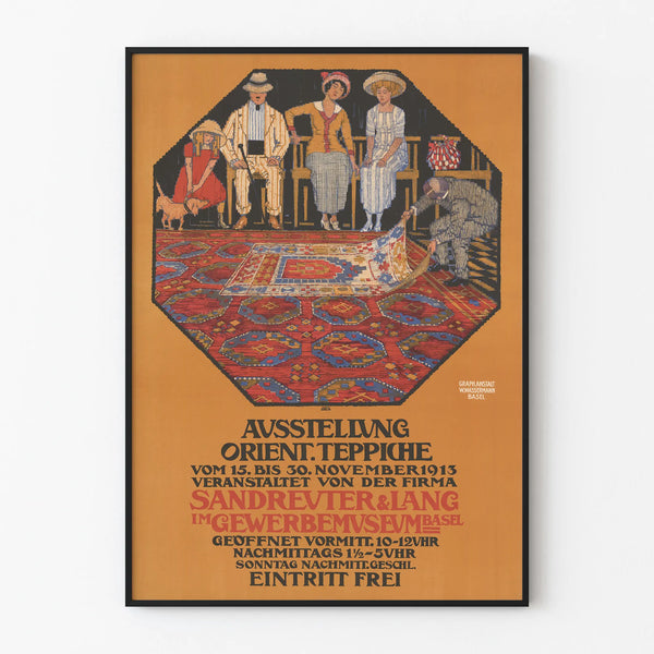 Vintage poster for Oriental carpet exhibition Sandreuter & Lang