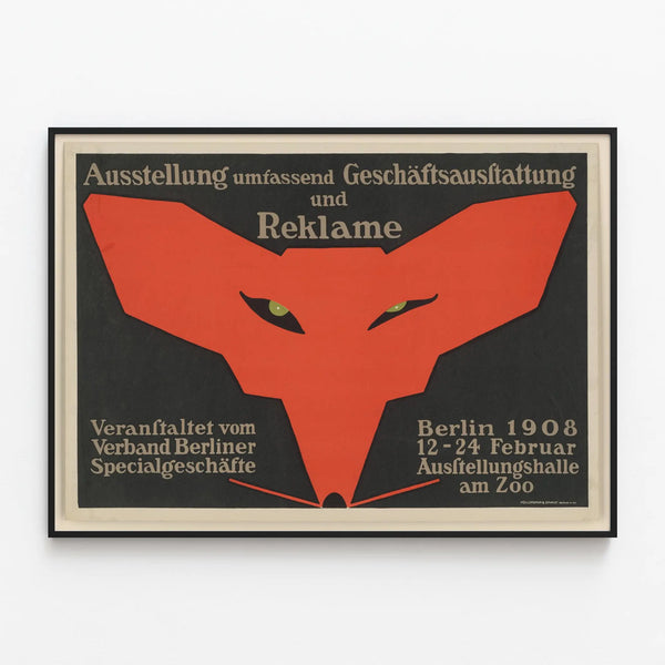 Vintage poster for exhibition, design, commercial, and advertising Berlin 1908 — framed artwork on a wall