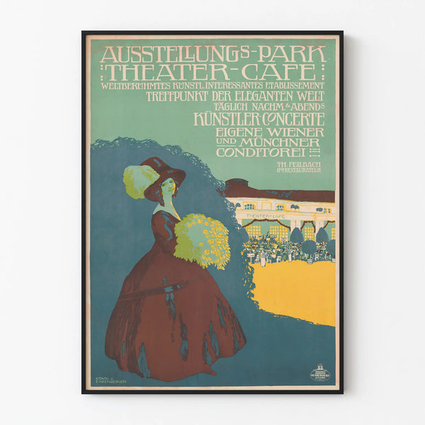 Vintage poster for Exhibition Park Theater Café, elegant wall decoration