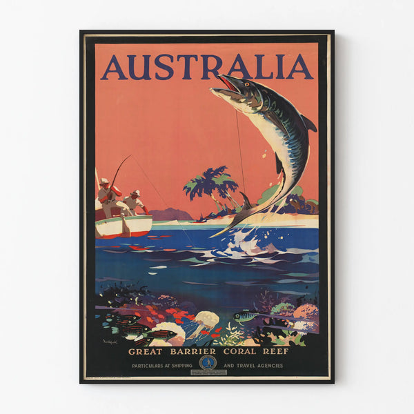 Vintage Australia Poster Great Barrier Reef Wall Decoration