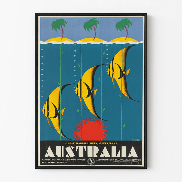 Vintage poster of the Great Barrier Reef Australia for wall decoration