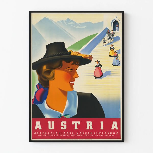Vintage decorative poster Austria - Retro style poster for wall decoration