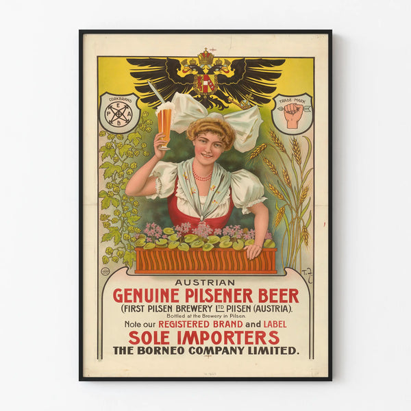 Vintage Austrian Pilsener Beer Poster - Authentic Wall Decoration