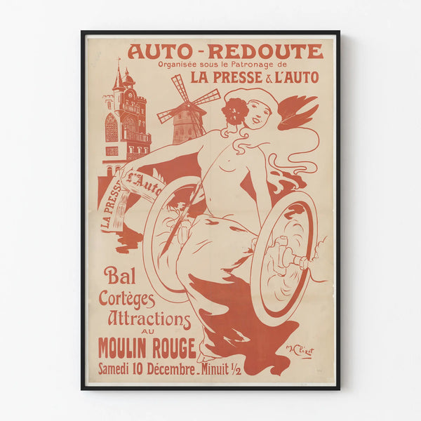 Vintage Poster Auto-Redoute at the Moulin Rouge - Retro Wall Decoration