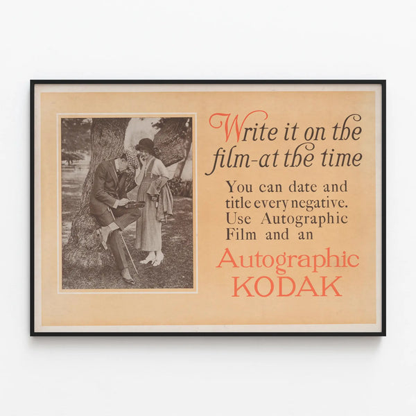 Vintage Kodak Autographic Film Poster for Wall Decoration — framed artwork on a wall