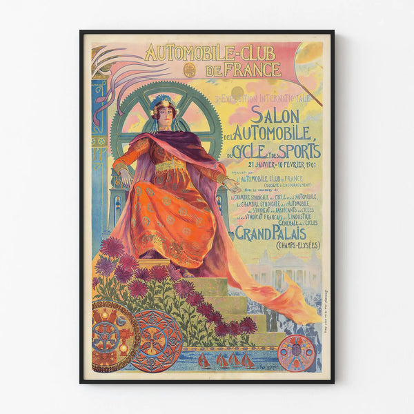 Vintage Poster of the Automobile Club of France at the 1901 Motor Show