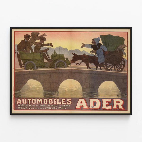 Vintage Car Poster ADER – Retro Wall Decoration — framed artwork on a wall