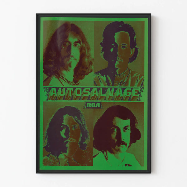 Retro Poster Autosalvage in Psychedelic Green Style