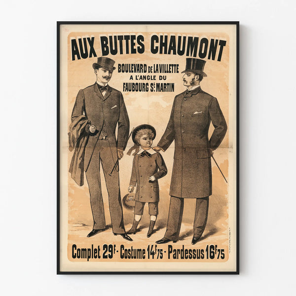 Vintage Poster of the Buttes Chaumont - Fashion and Style for Men 19th Century