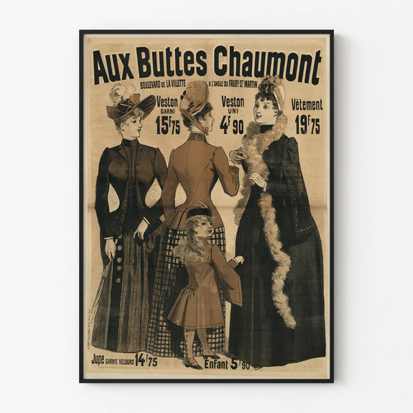 Vintage Fashion Poster at Buttes Chaumont - Retro Style Wall Decoration