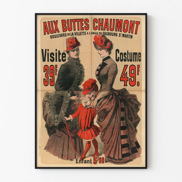 Vintage poster of Aux Buttes Chaumont – Fashion and period costumes