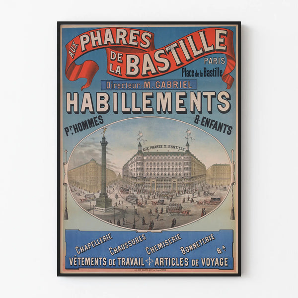 Vintage poster of the Bastille Lighthouse - Parisian wall decoration