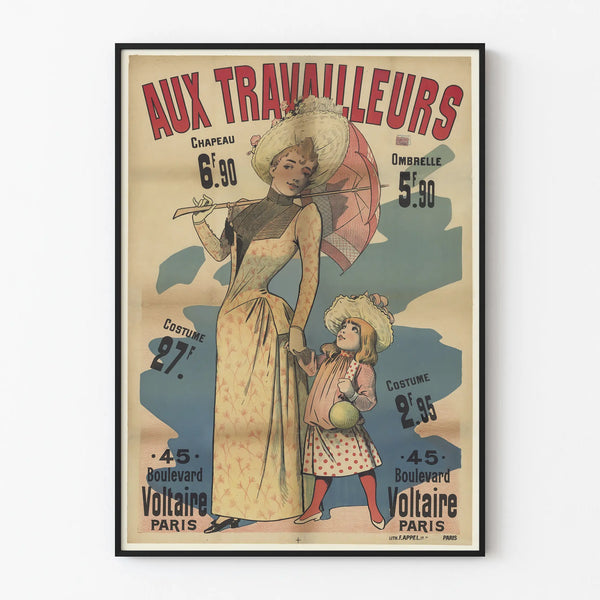 Vintage poster of workers Fashion and Accessories Paris