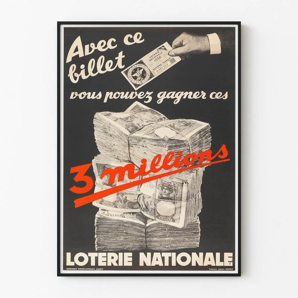 Vintage Poster National Lottery - Win 3 Million