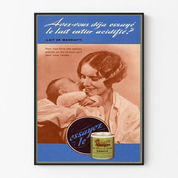Vintage Nestlé Poster for Whole Milk Acidified Wall Decoration