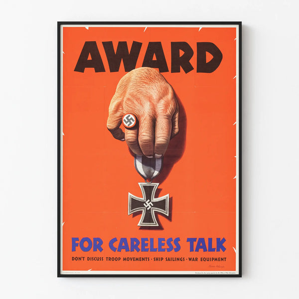 Vintage Propaganda Poster 'Award for Careless Talk'