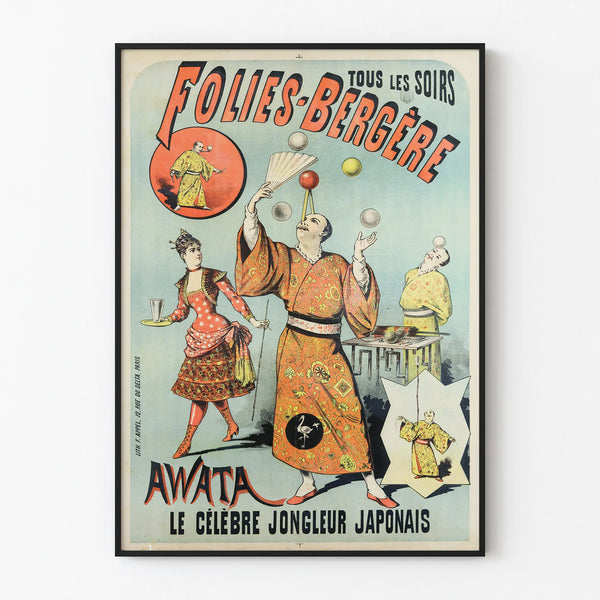 Vintage Awata Poster, Japanese Juggler at Folies-Bergère