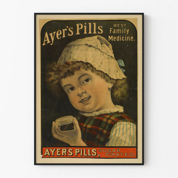 Vintage poster for Ayer's Pills for medicinal wall decoration
