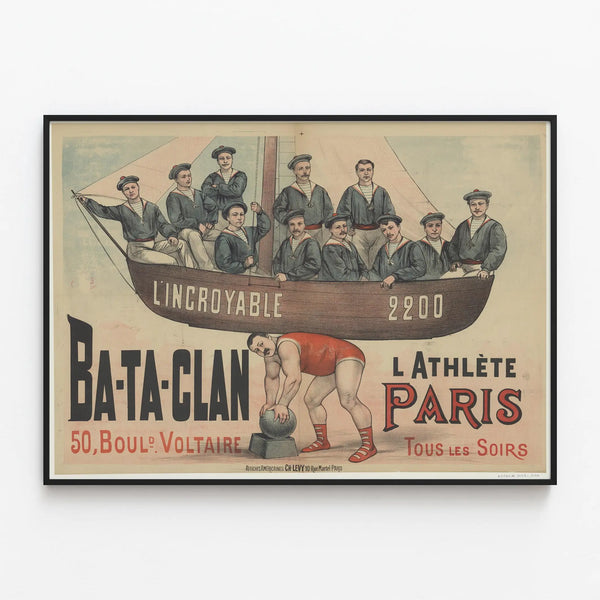 Poster Ba-Ta-Clan L'Athlète Paris Vintage Wall Decoration — framed artwork on a wall