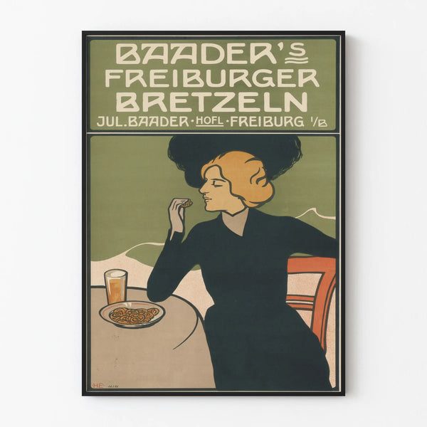 Vintage poster of Baader's Freiburger Bretzeln for wall decoration