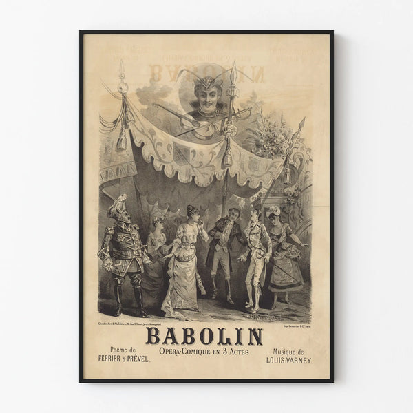 Retro poster of the comic opera Babolin by Louis Varney