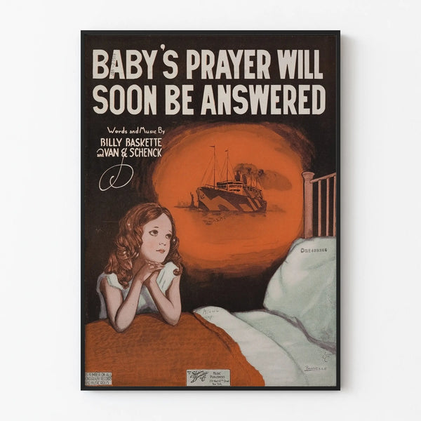Vintage poster Baby's Prayer for wall decoration