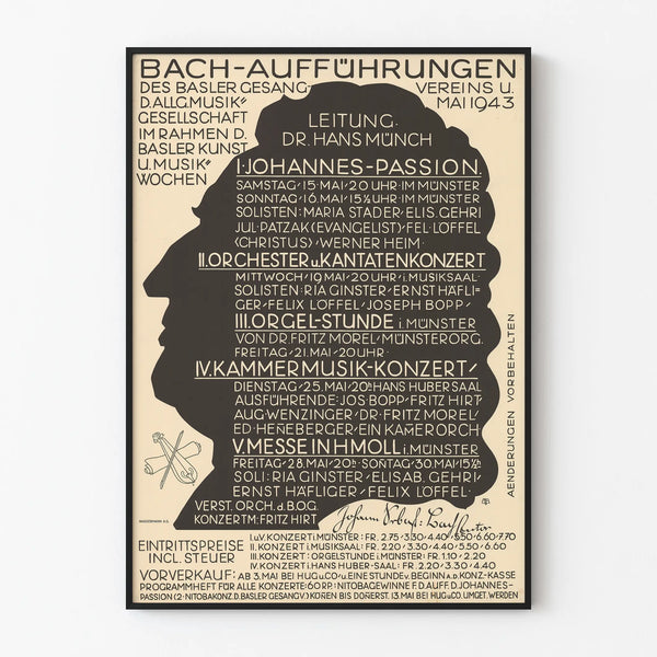 Classical concert poster Bach performances 1943 – Vintage wall decoration