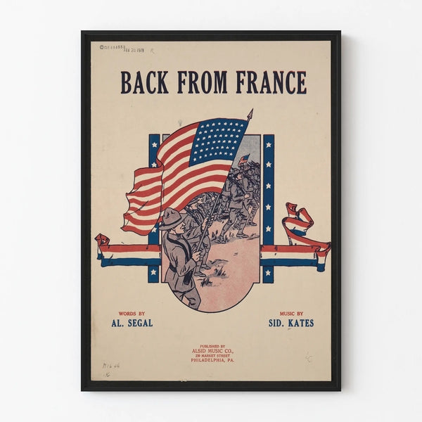 Vintage Poster Back From France - American Patriotic Wall Decoration