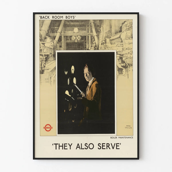 Vintage poster « They Also Serve » boiler maintenance
