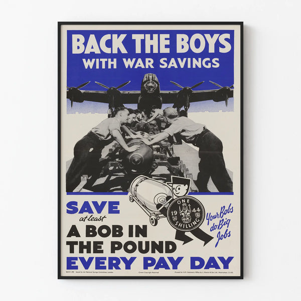 Vintage poster 'Back the boys with war savings' wall decoration