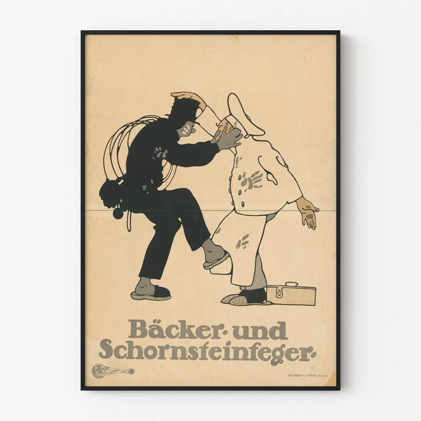 Vintage poster Bäcker und Schornsteinfeger - Retro wall decoration