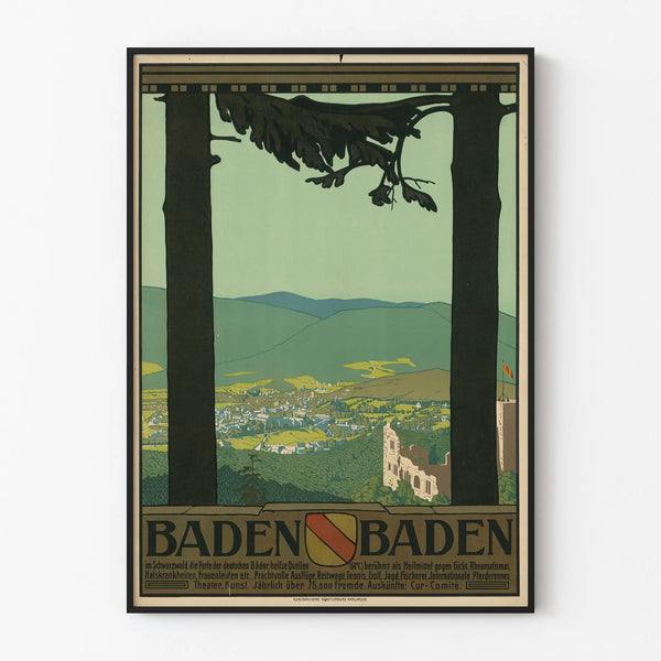 Vintage Baden Baden Poster - Retro Nature and Regional Wall Decoration