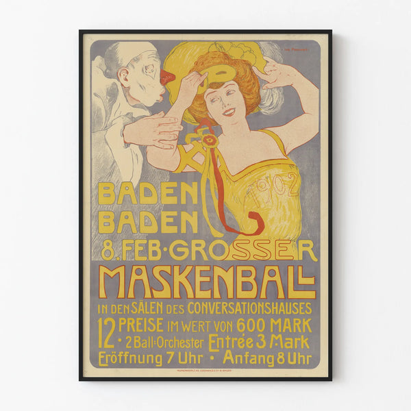 Vintage poster of the Masked Ball in Baden-Baden from 1902
