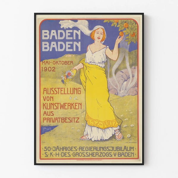Vintage Baden Baden 1902 Poster - Artistic Wall Decoration