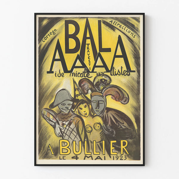 Vintage Bal AAAA Bullier Poster 1923 Wall Decoration