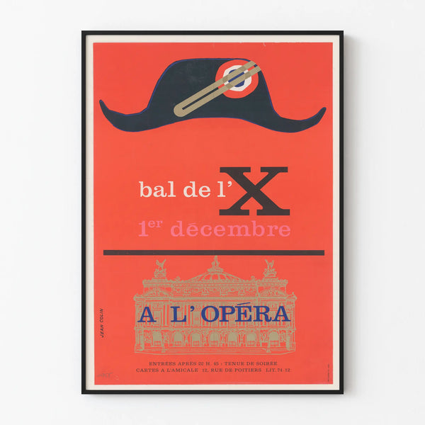Vintage poster of the Bal de l'X at the Opéra 1966 wall decoration