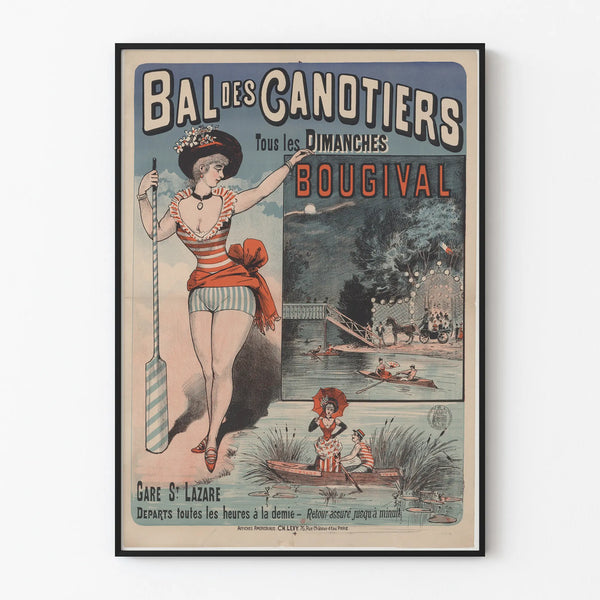 Vintage Poster of the Canoeists' Ball in Bougival - Retro Wall Decoration