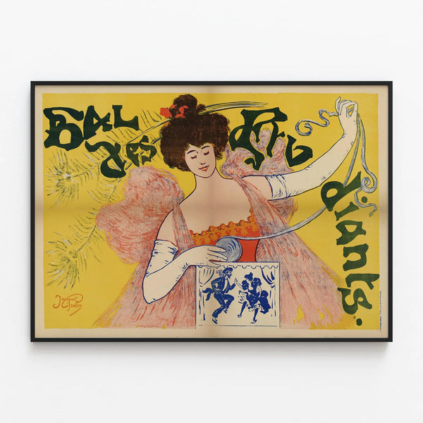 Vintage Poster of the Student Ball - Art Nouveau Wall Decoration — framed artwork on a wall