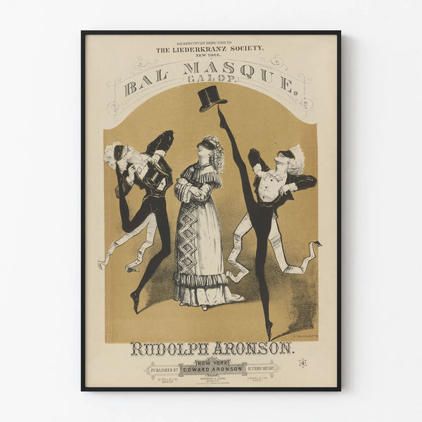 Vintage poster of Masquerade Gallop for wall decoration