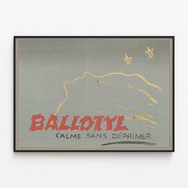 Vintage Ballotyl poster for soothing wall decoration — framed artwork on a wall