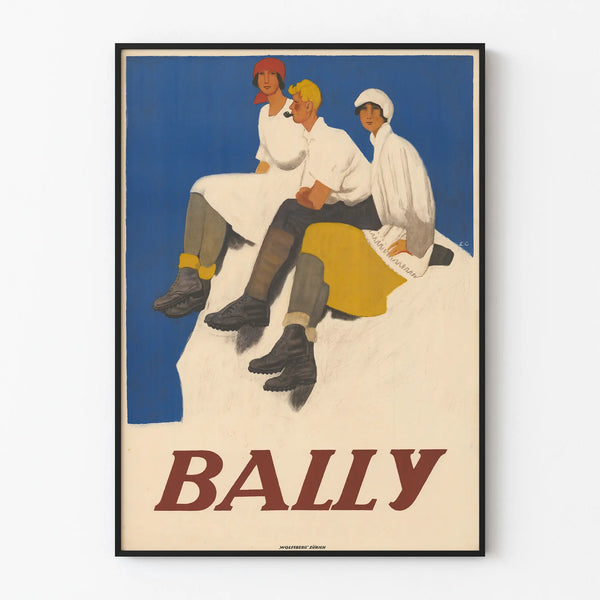 Vintage Bally poster – Three elegant figures in sturdy boots